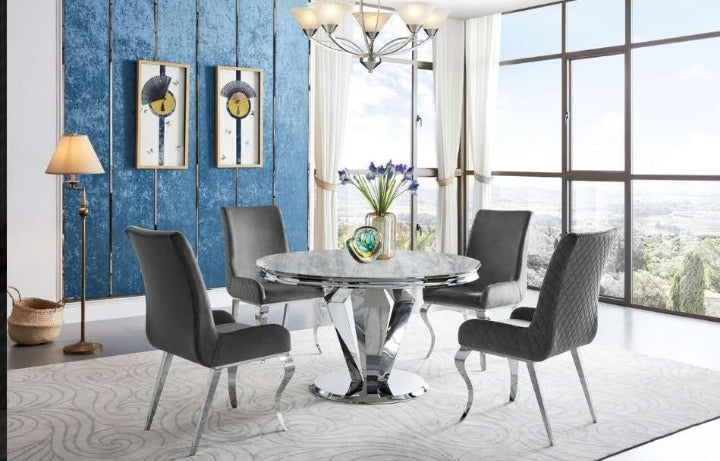 ALESSANDRO ROUND DINING TABLE AND 4 CHAIR'S