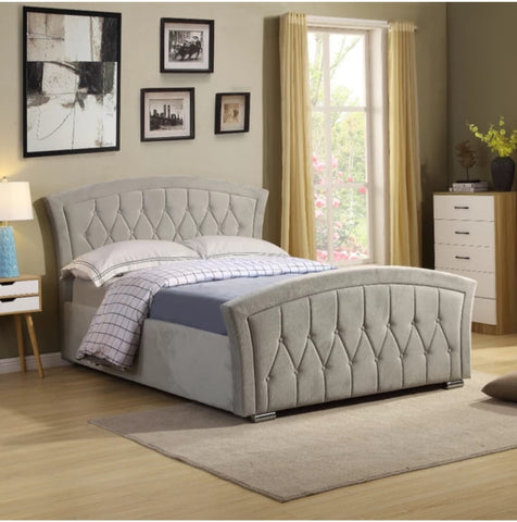 Dhalia plush velvet Chesterfield buttoned bed frame