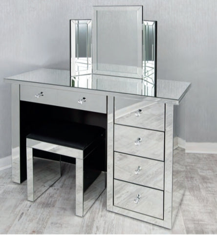 5 Drawers Crystal Mirror Dressing Table