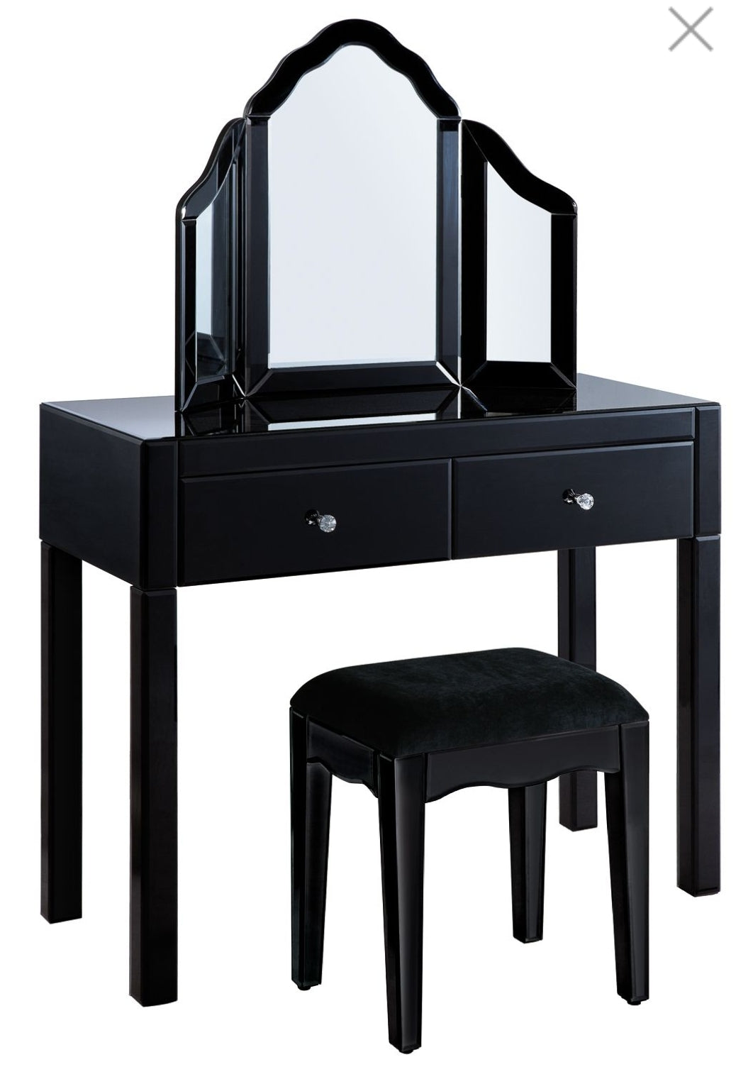 2 Drawers Black Dressing Table