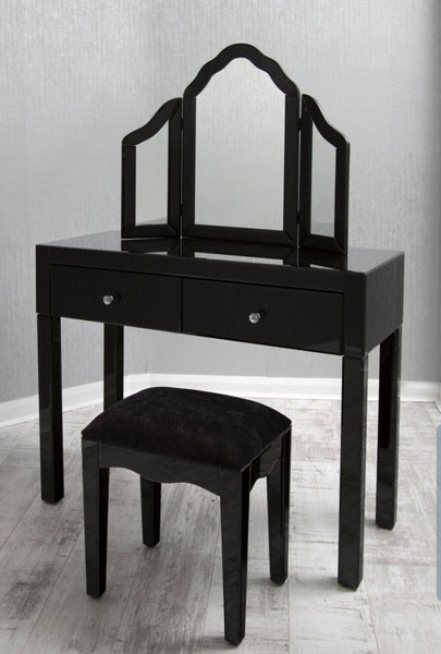 2 Drawers Black Dressing Table