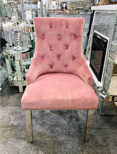 Majestic Velvet Lion Knocker Back Pink Dining Chair