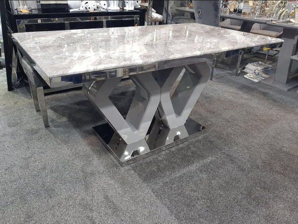 Silvia Grey Marble Dining Table