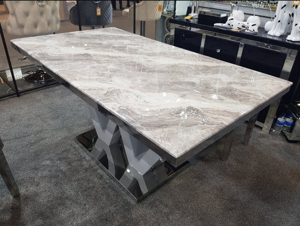 Silvia Grey Marble Dining Table