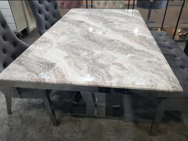 Silvia Grey Marble Dining Table