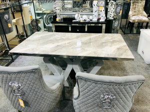 Silvia Grey Marble Dining Table