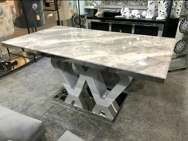 Silvia Grey Marble Dining Table