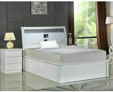 Florida high gloss white ottman storage bed frame