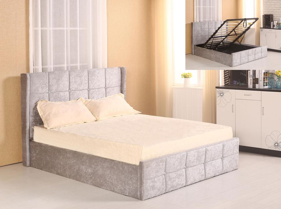 CHERISH | Crush Velvet Upholstered Diamante Bed Frame