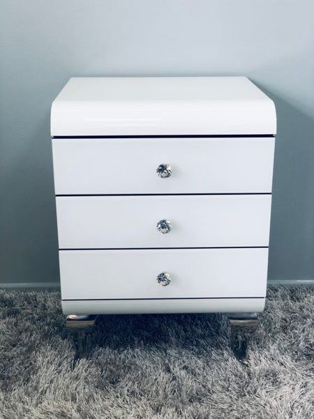 White Curved Bedside Table