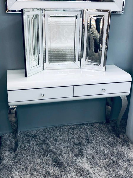 White High Gloss  Curved Dressing Table