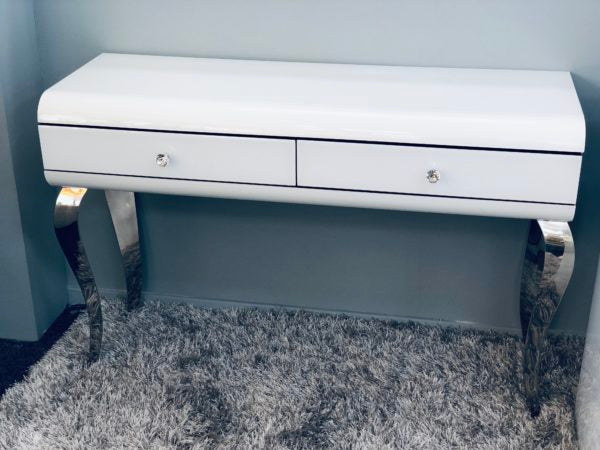 White High Gloss  Curved Dressing Table