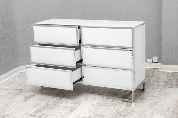 London White High Gloss 6 Drawers Side Sideboard Chest of Drawers