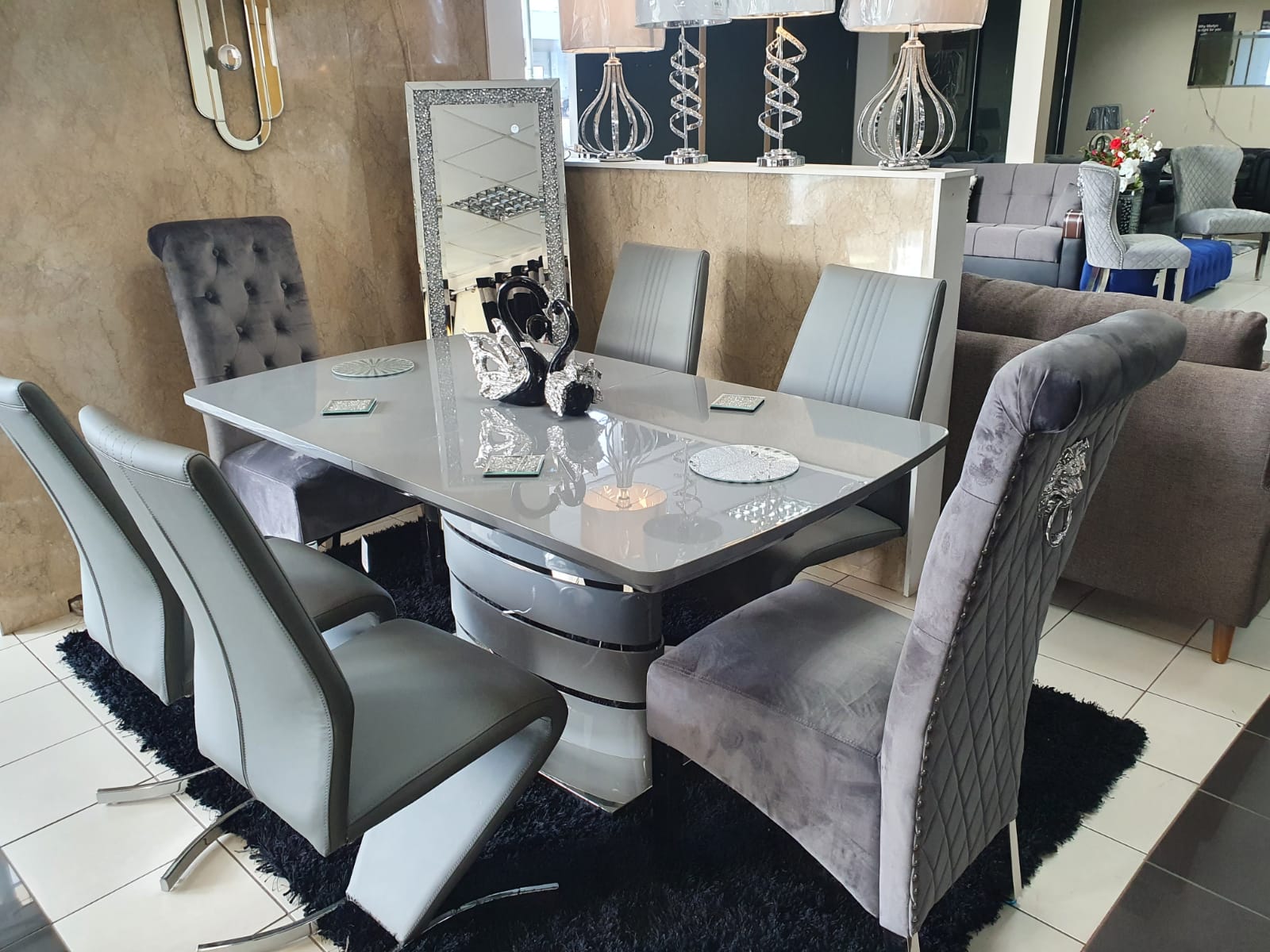 Butterfly Extendable Grey Dining Table Set