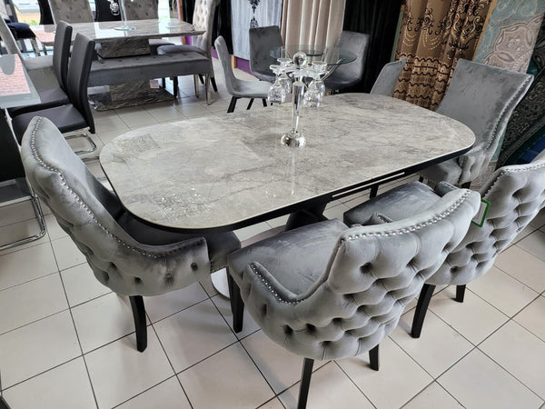 Paris Grey Ceramic Dining Table Rectangle Extends 1.8 - 2.2m