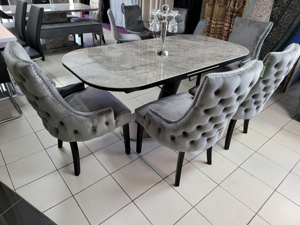 Paris Grey Ceramic Dining Table Rectangle Extends 1.8 - 2.2m