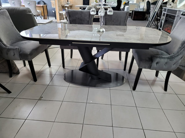 Paris Grey Ceramic Dining Table Rectangle Extends 1.8 - 2.2m