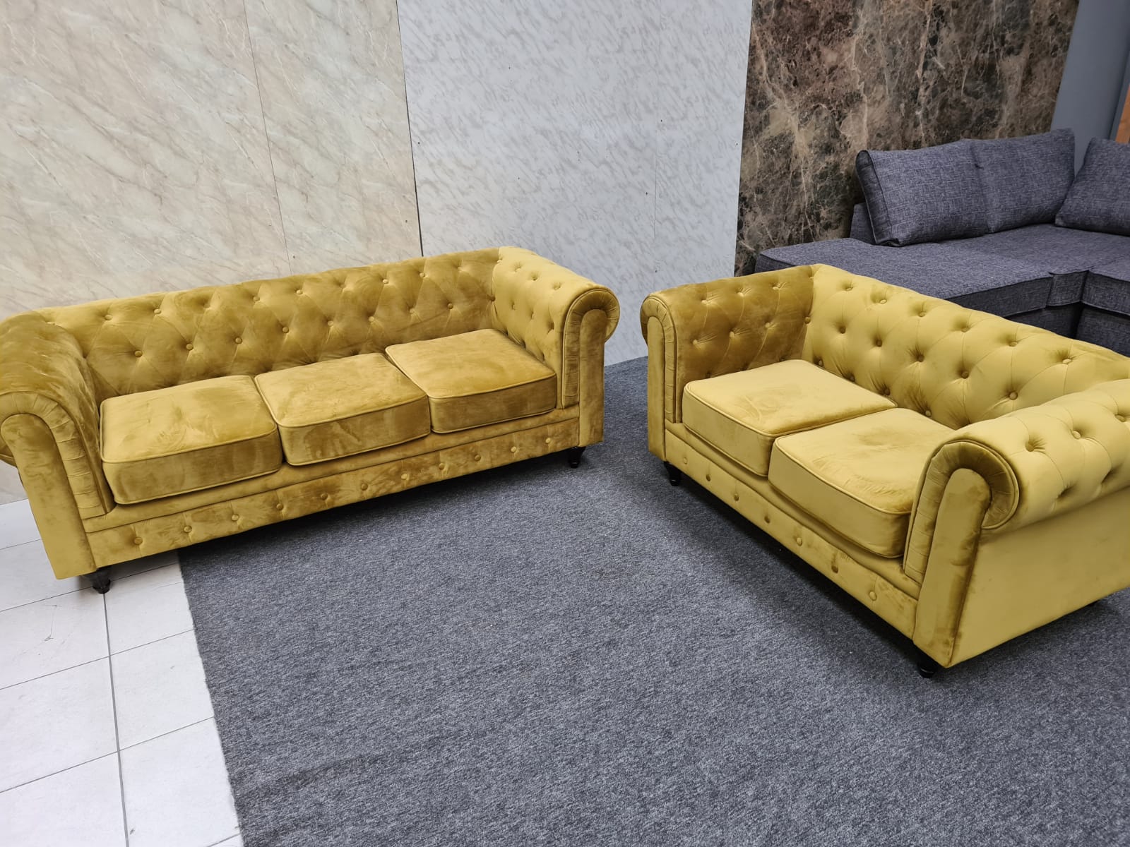 Gold Chesterfield Velvet Sofa 3+2