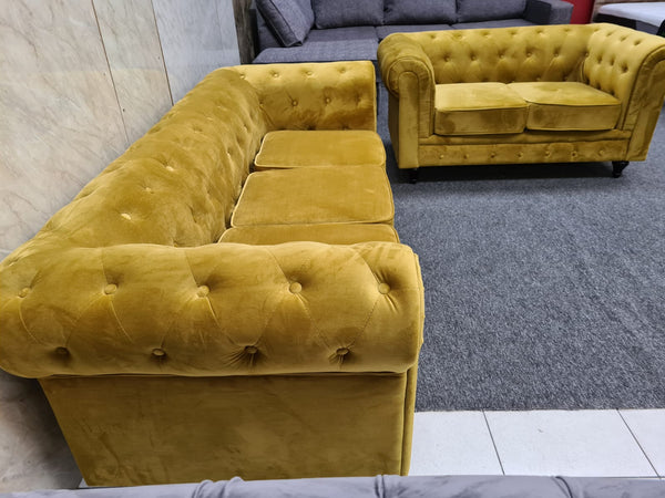 Gold Chesterfield Velvet Sofa 3+2