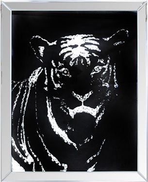 CRYSTAL BLACK TIGER ART WALL MIRROR PANTING