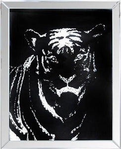 CRYSTAL BLACK TIGER ART WALL MIRROR PANTING