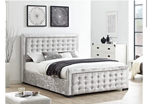 BRAND NEW VELVET BED FRAME | SILVER | KING