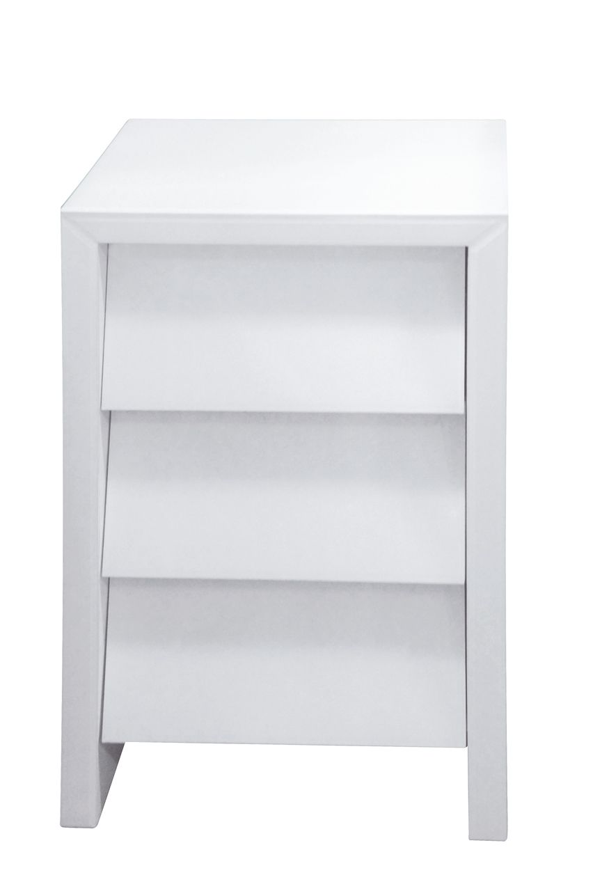 White Mirrored 3 Drawer Bedside