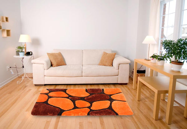 3D Pebbles Shaggy Rug - Terracotta