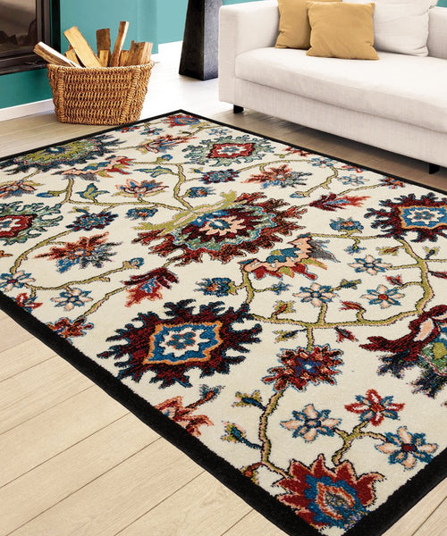 Rainbow Cream Floral Rug