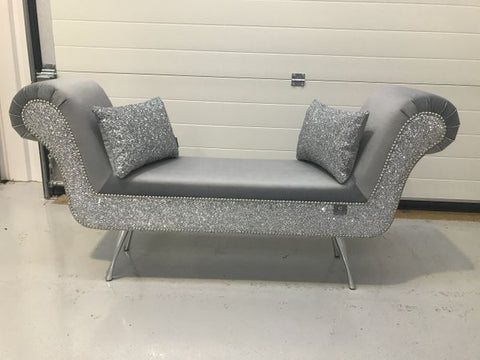 SOFT TOUCH VELVET & GLITTER DOUBLE ENDED CHAISE – COLOUR OPTIONS