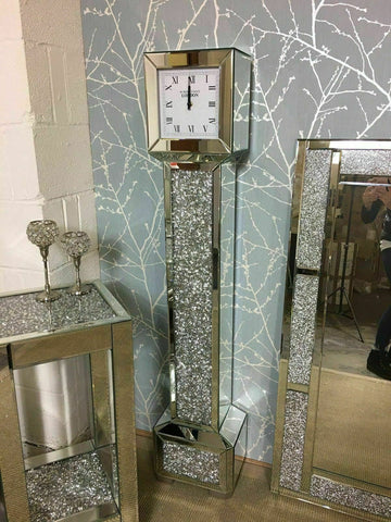 Crushed Diamond Grandfather Floor Clock / Wall Clock