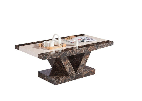 MARBLE EFFECT DINING TABLE WITH CHAIRS  BLACK BROWN